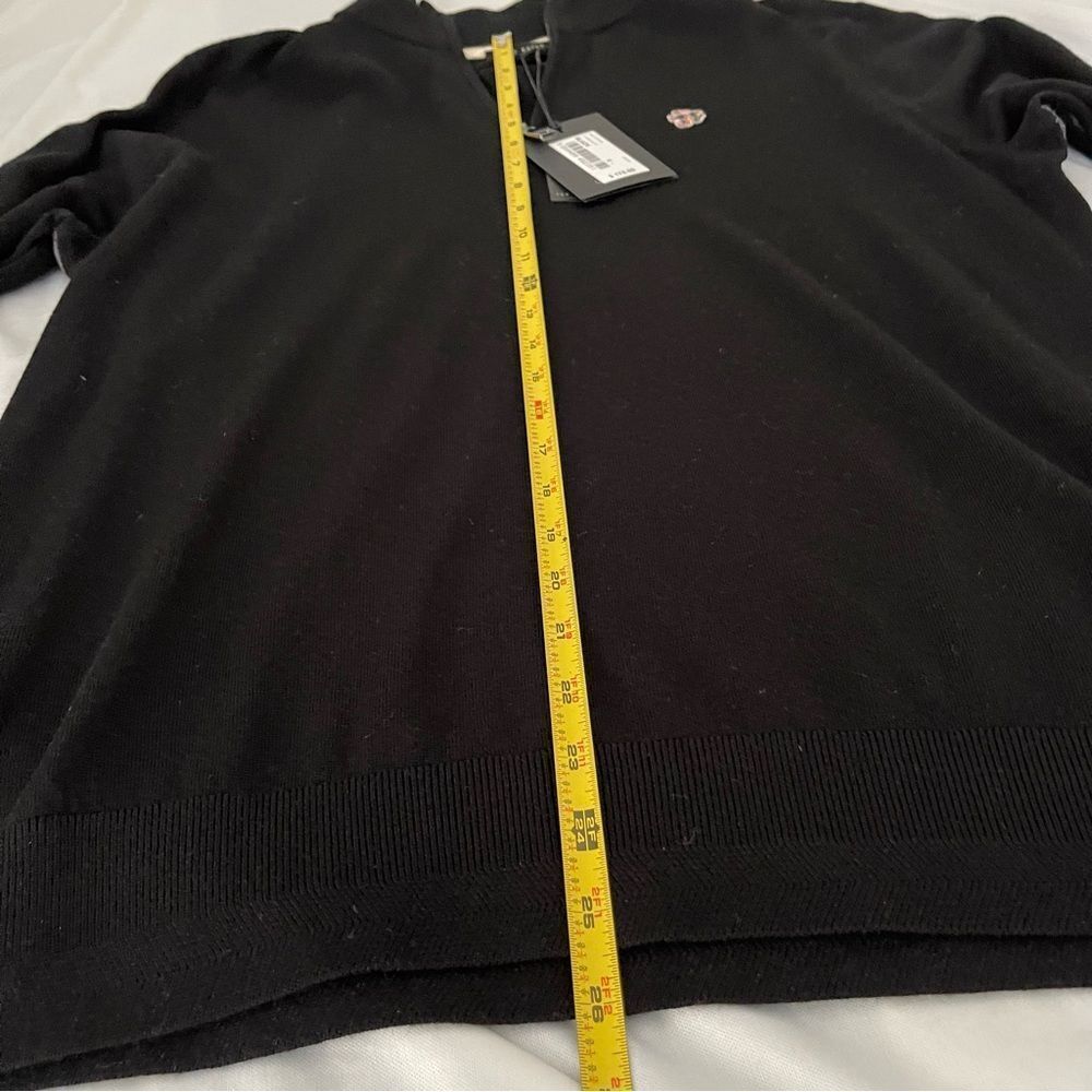 Ted Baker Merino Wool quarter-Zip XL Black Grey Preppy Luxury Sweater NWT size 5 - Picture 11 of 12